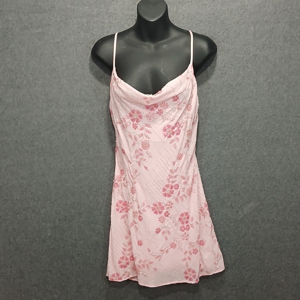B. Darlin 3/4 beaded floral mini dress fairy coquette homecoming drape neck